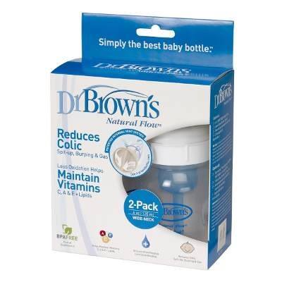 Dr. Brown, Botella Natural Flow De Cuello Ancho 4onz Dr. Brown, Botella Natural Flow De Cuello Ancho 4onz